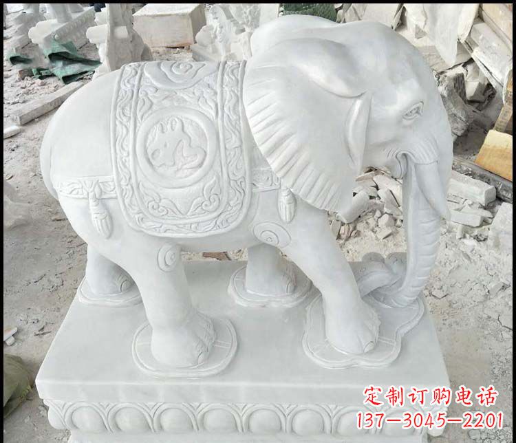 南阳汉白玉吉祥如意门口招财镇宅大象石雕,由中…