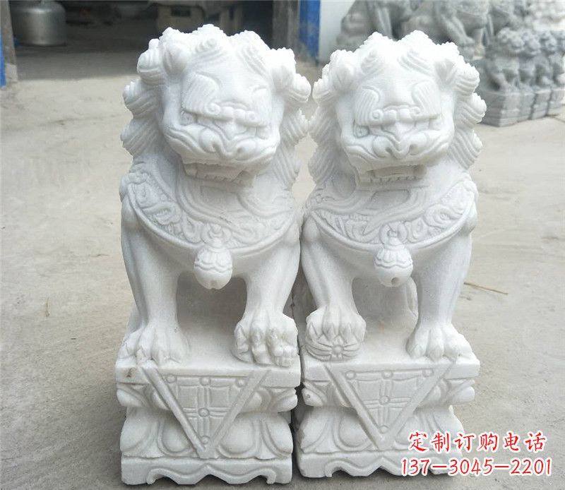 南阳汉白玉酒店吉祥狮子门墩