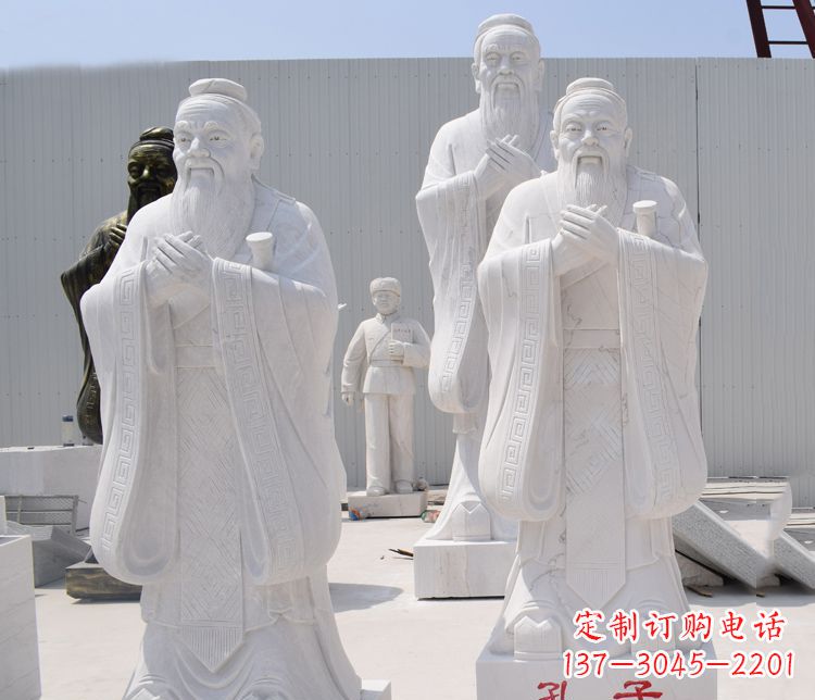 南阳汉白玉孔子校园古代名人石雕 (2)