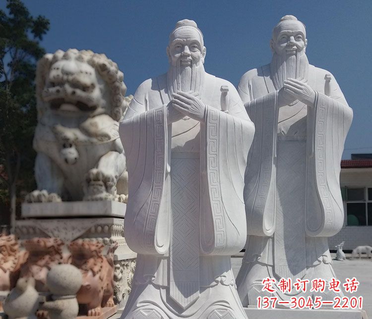 南阳以瑰丽石雕塑令孔子长存——汉白玉孔子校园古代名人石雕