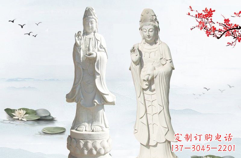 南阳汉白玉立式观音菩萨石雕