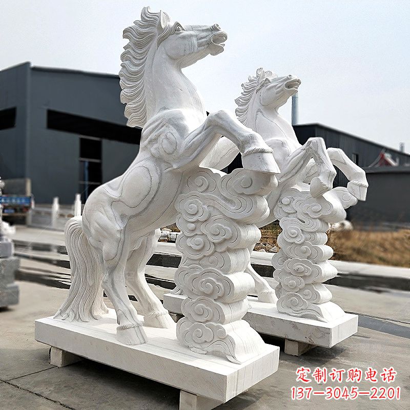 南阳精美马踏祥云石雕,栩栩如生