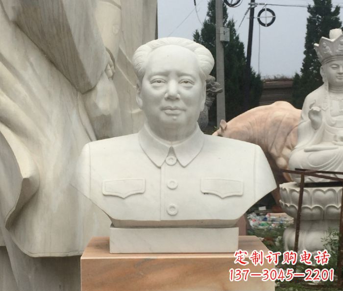 南阳高端汉白玉毛主席胸像校园伟人石雕
