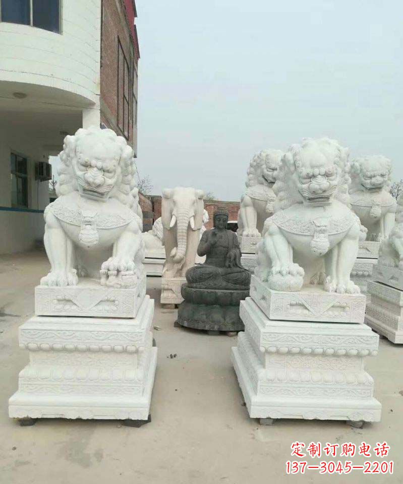南阳汉白玉门口狮子雕塑