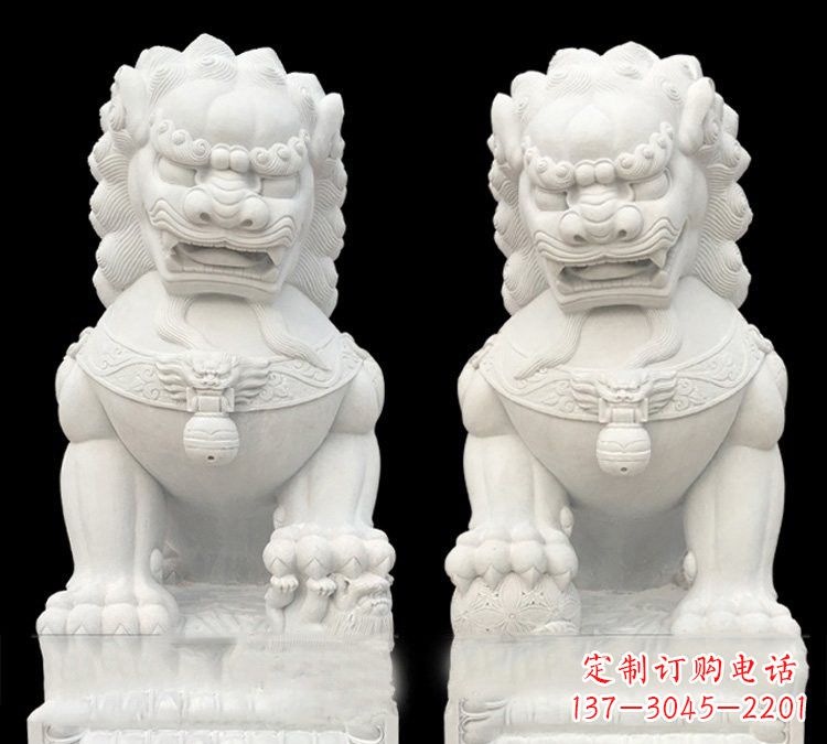 南阳玉质狮子门口雕塑是由中领雕塑定制制作的,…