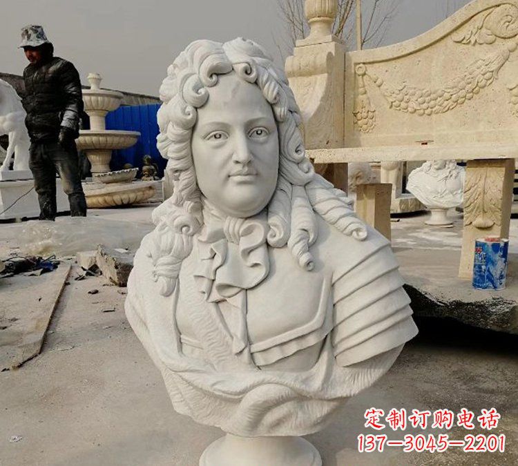南阳汉白玉牛顿头像雕塑,尊享经典