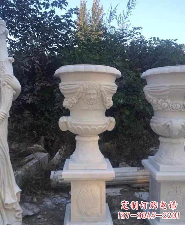 南阳汉白玉艺术雕塑花盆