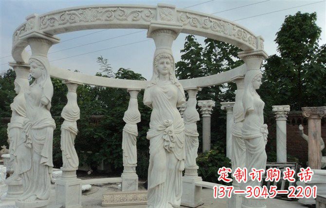 南阳汉白玉欧式凉亭雕塑,尽享悠然凉意