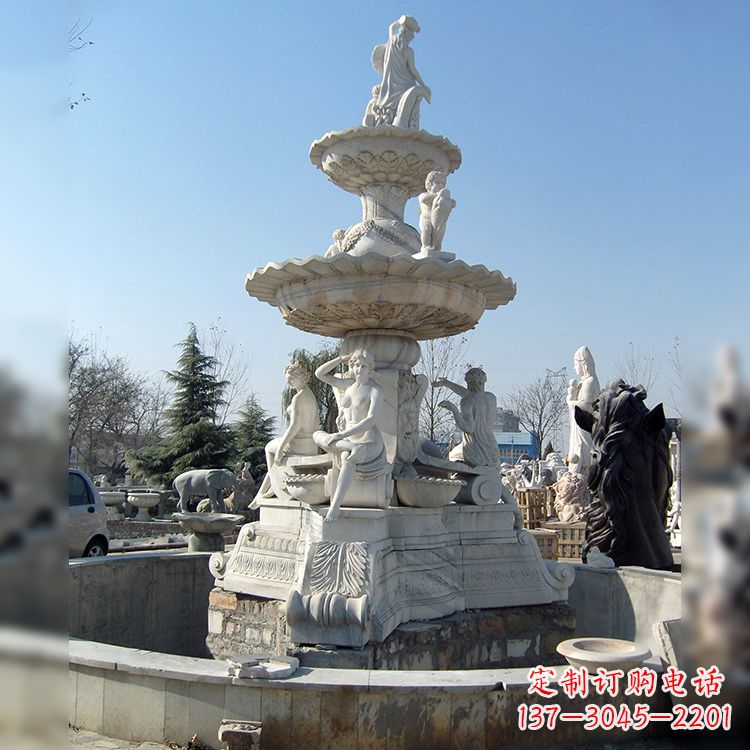 南阳精美汉白玉欧式人物喷泉雕塑