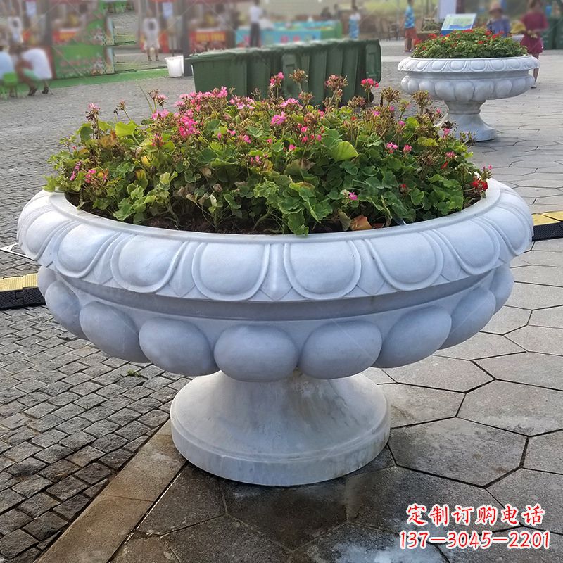 南阳汉白玉欧式石雕花盆,令您的家园更加精致