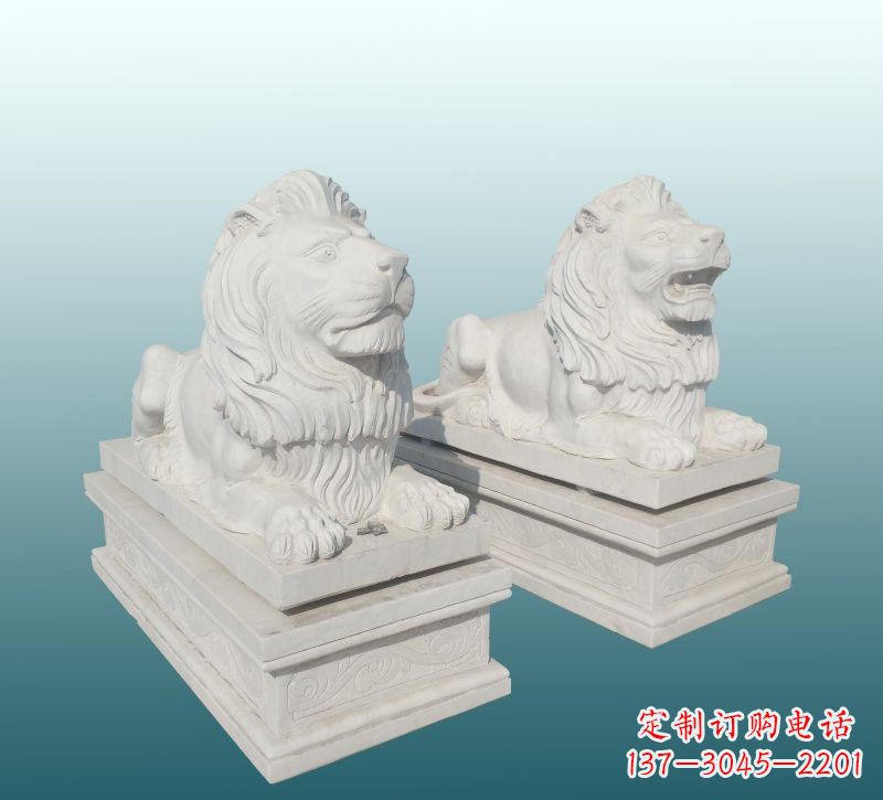 南阳汉白玉狮子雕塑,来自中领雕塑精美设计
