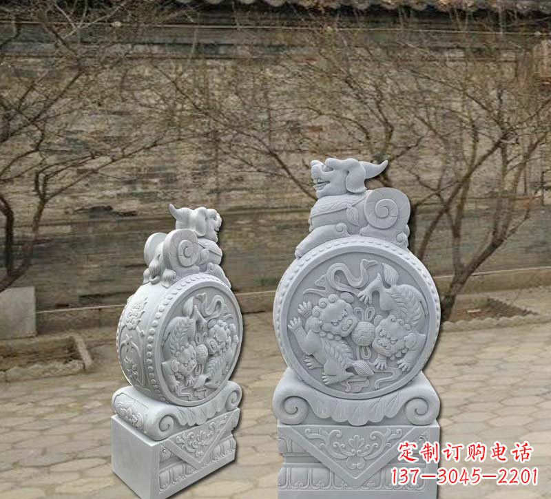 南阳汉白玉貔貅门墩