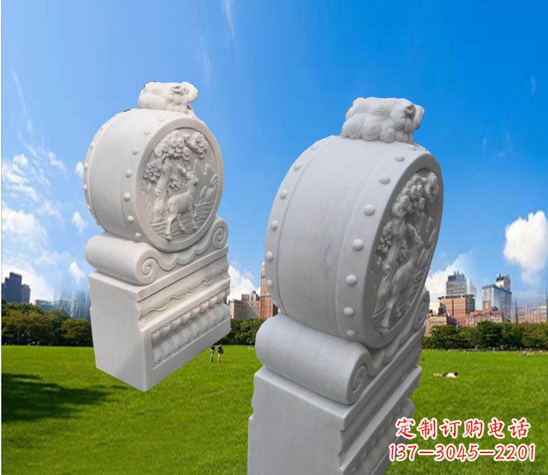 南阳精致的汉白玉门墩雕塑