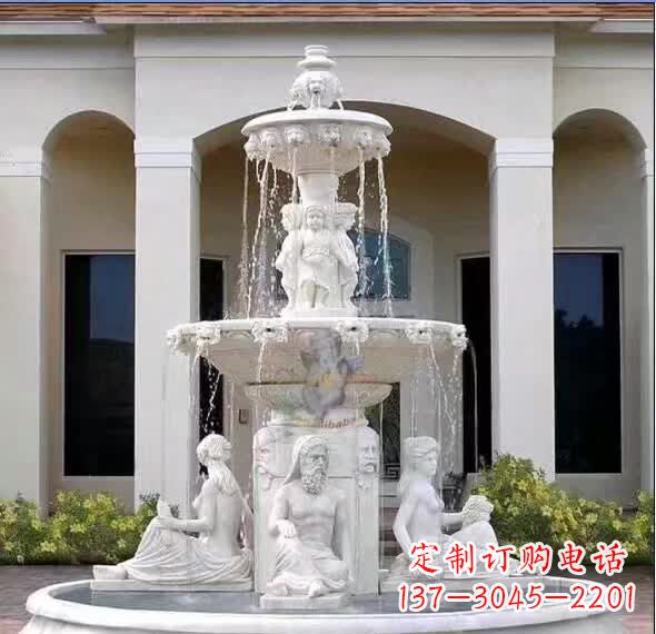 南阳汉白玉精美完美的喷泉雕塑