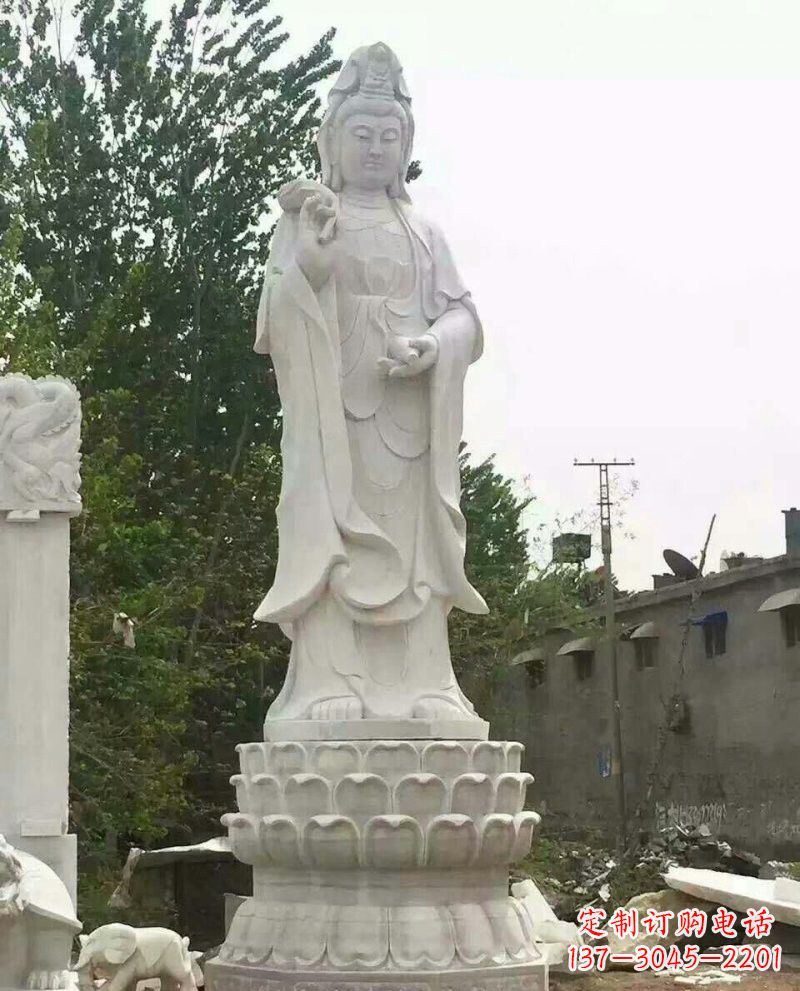 南阳汉白玉洒水观音雕像
