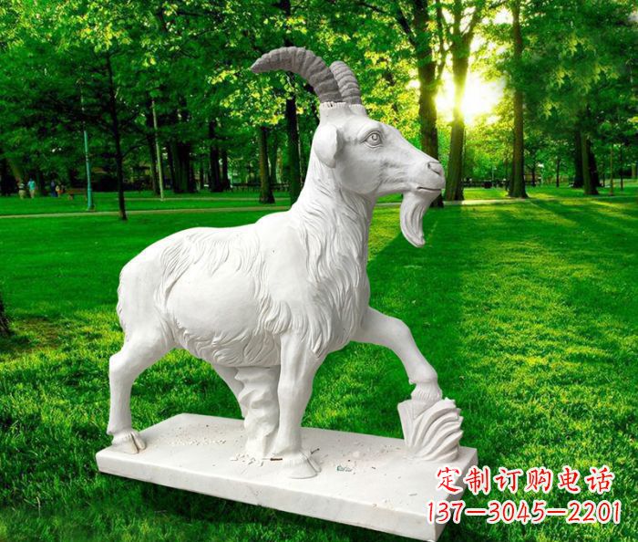南阳汉白玉精美山羊雕塑
