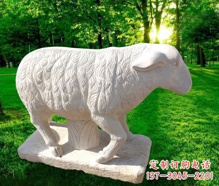 南阳中领雕塑的汉白玉山羊石雕是一件雕刻精美的…