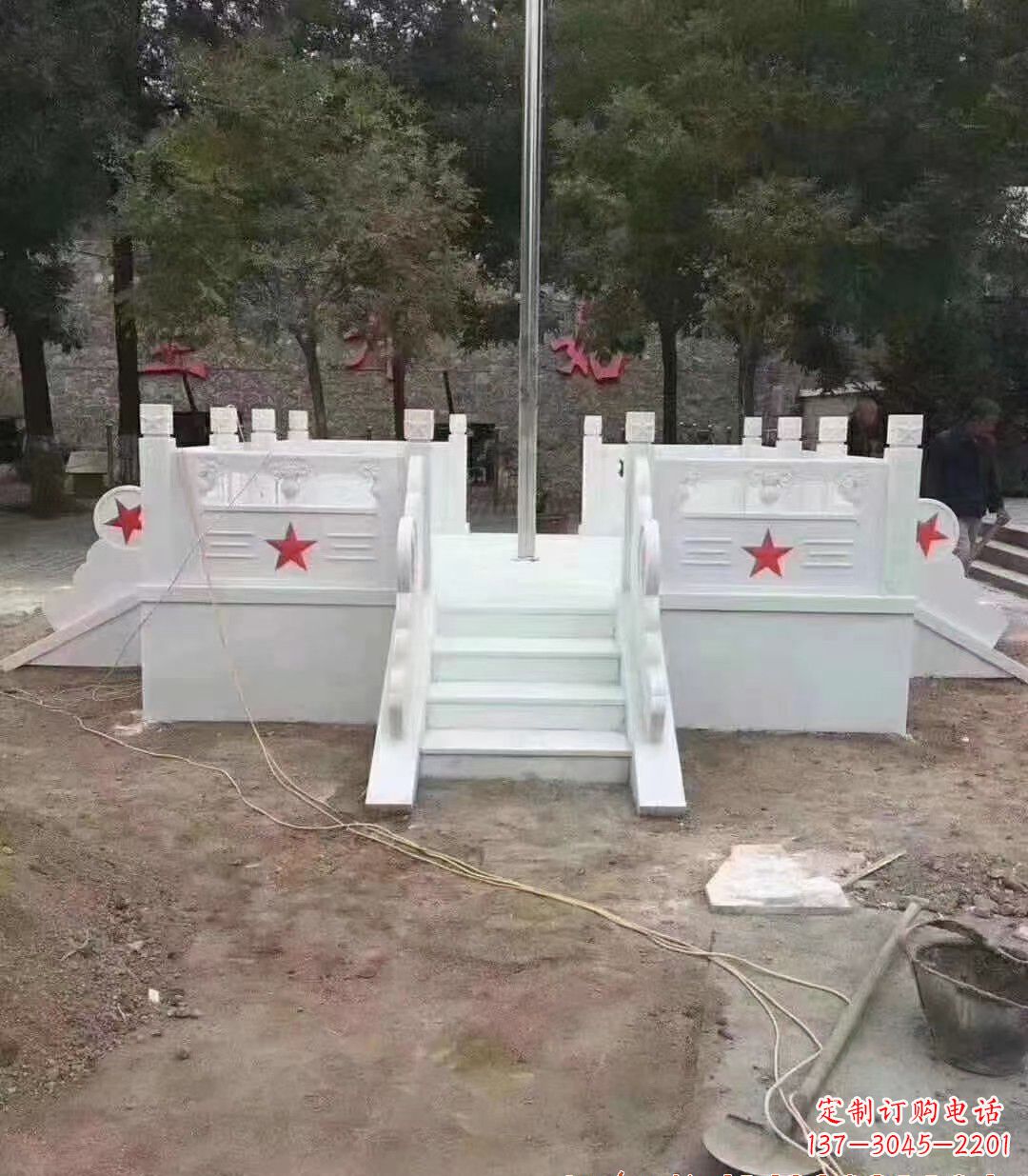 南阳高贵典雅的汉白玉升旗台石雕
