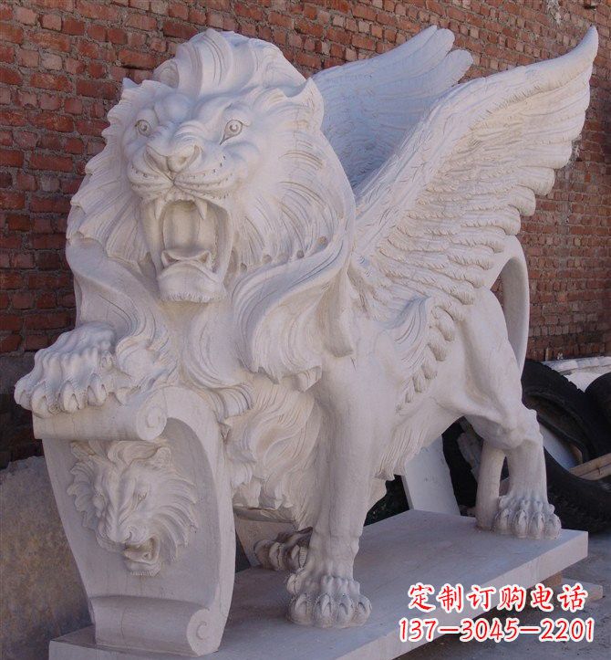 南阳汉白玉圣马可飞狮石雕
