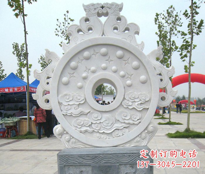 南阳精雕细琢汉白玉双龙石门墩雕塑