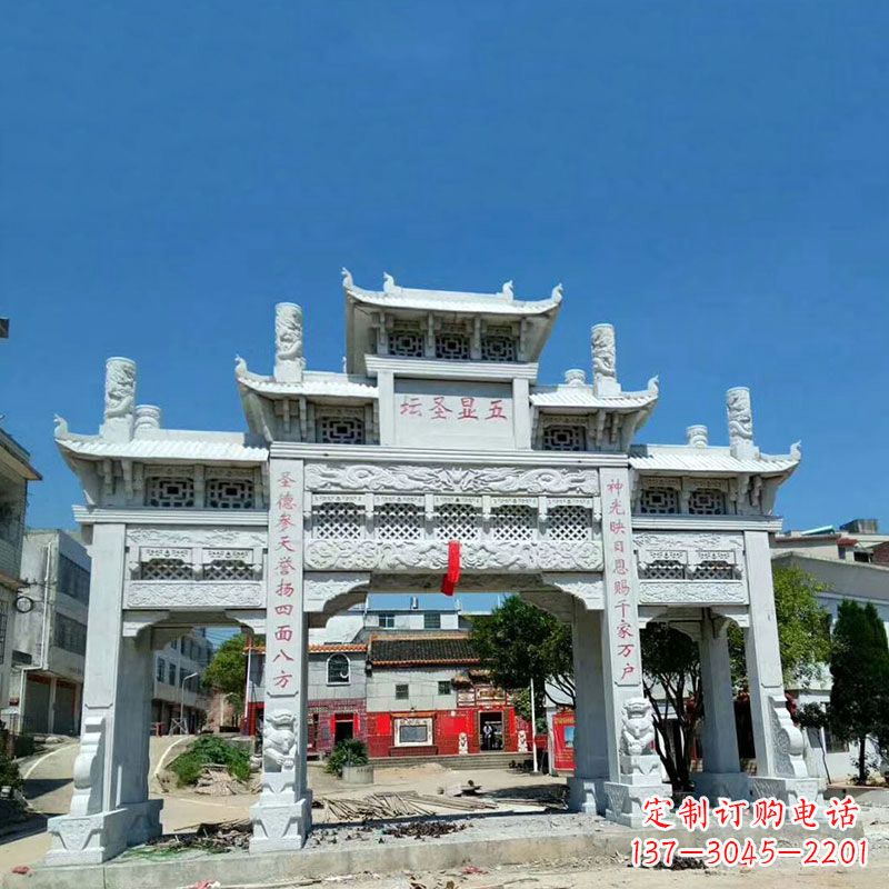 南阳汉白玉寺院石牌坊