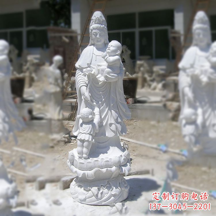 南阳汉白玉送子观音雕塑