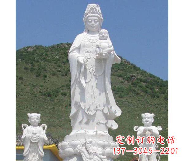 南阳汉白玉观音善财童子龙女雕塑