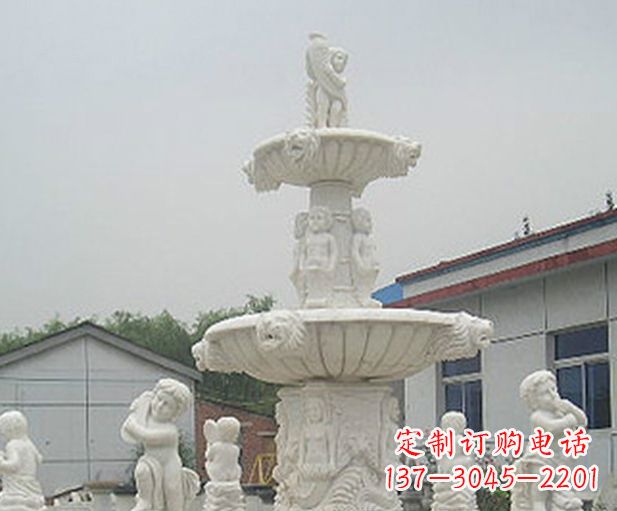 南阳汉白玉天使大型喷泉石雕