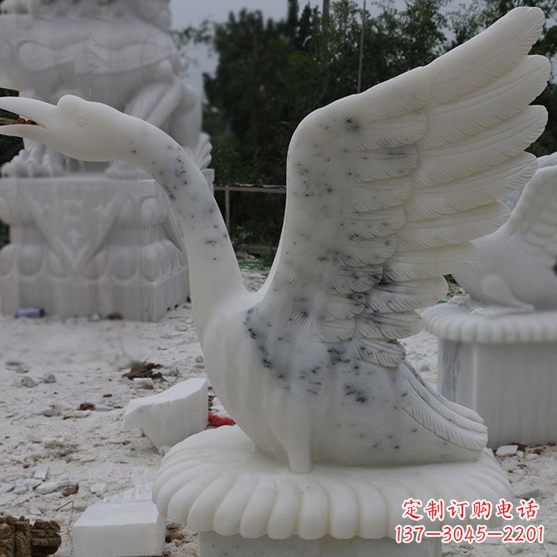 南阳汉白玉天鹅石雕,精美绝伦,令人叹为观止