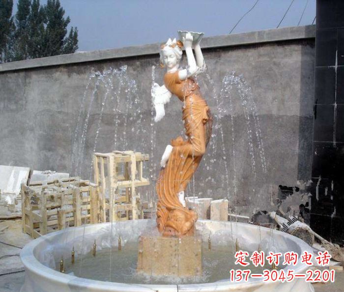 南阳高端石膏西方人物公园喷泉雕塑