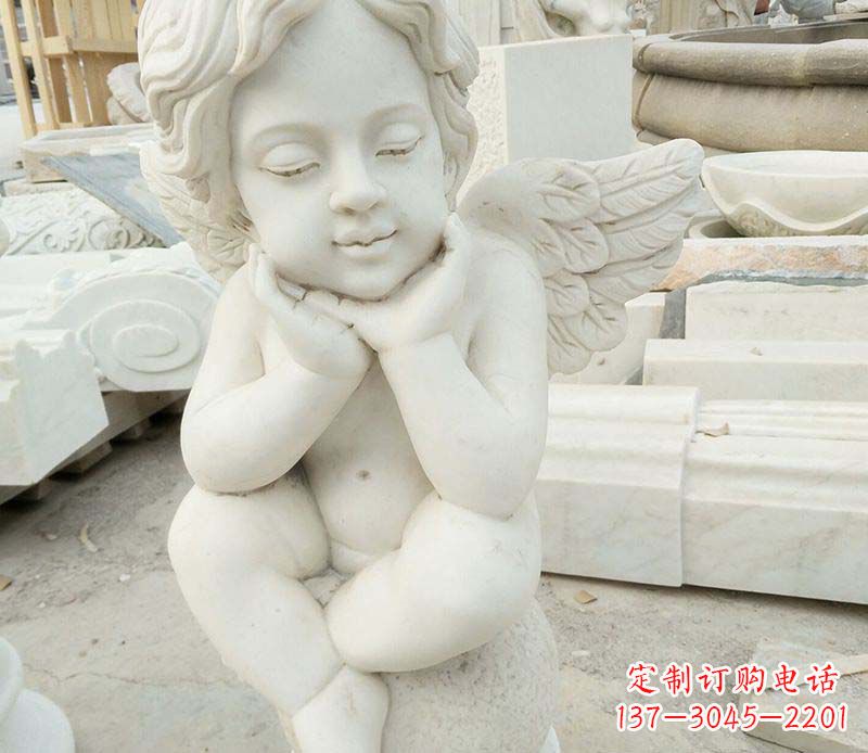 南阳汉白玉小天使西方儿童石雕,让孩子们拥有属于自己的天使
