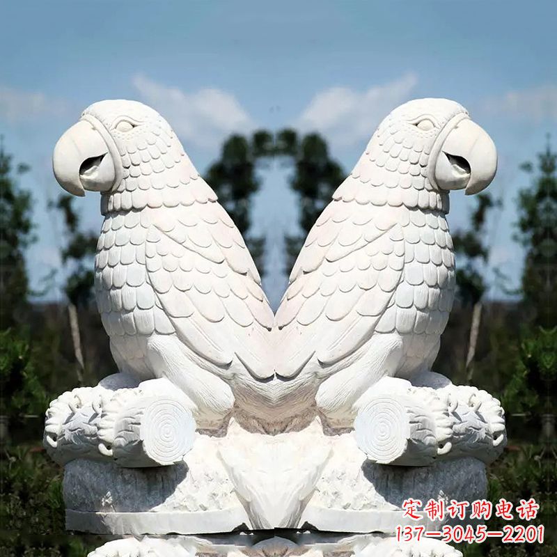 南阳汉白玉鹦鹉石雕,令你赏心悦目