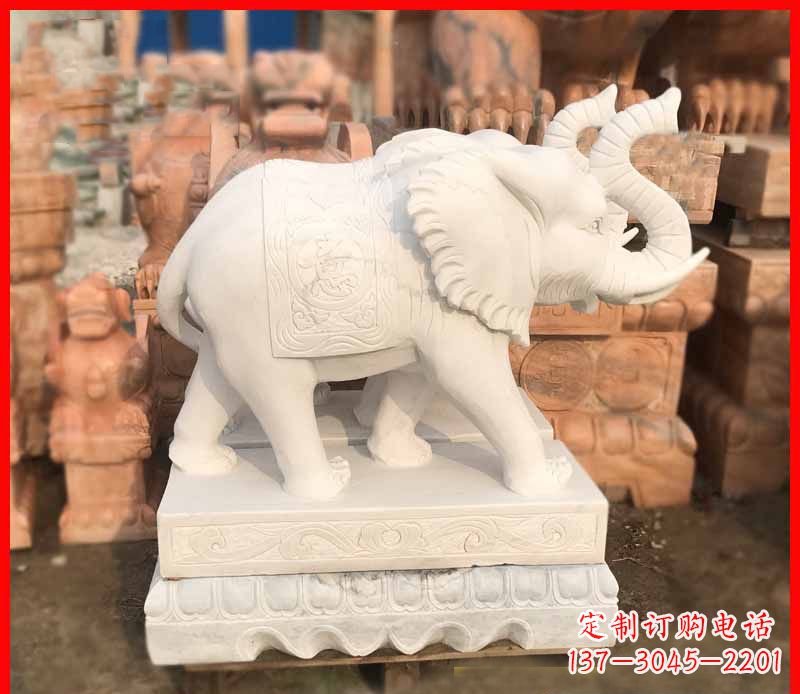 南阳汉白玉招财大象石雕 (4)