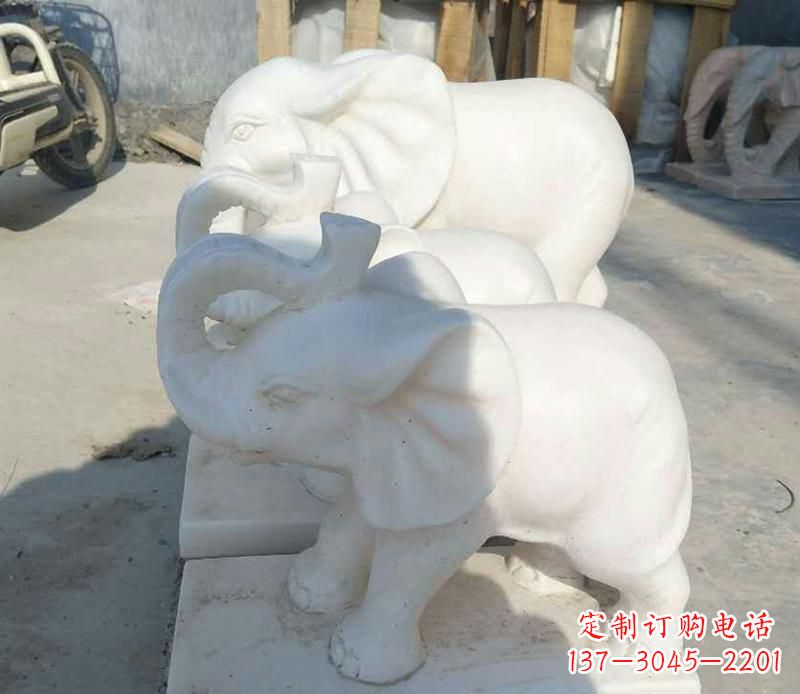 南阳高端汉白玉招财小象雕塑