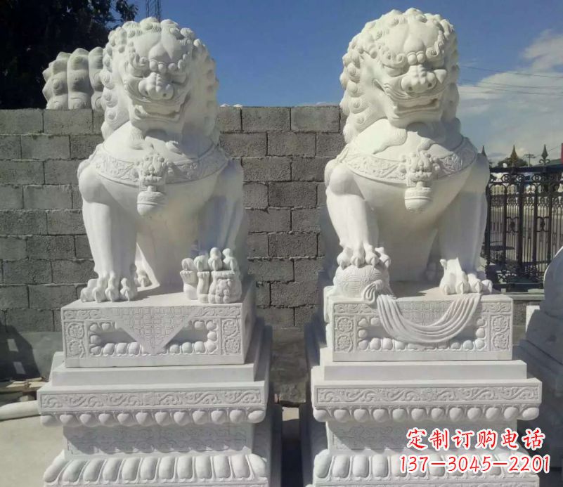 南阳汉白玉镇宅狮子石雕塑