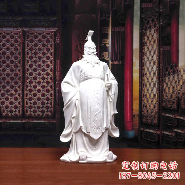 南阳汉白玉石雕刻,高贵内敛的汉武帝刘彻汉雕像