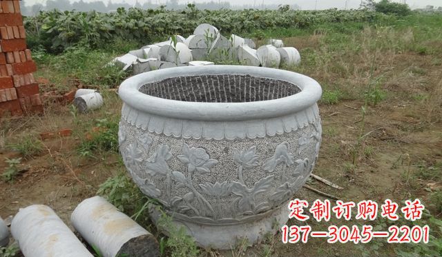南阳荷花花盆公园景观石雕,千般美妙一览无余