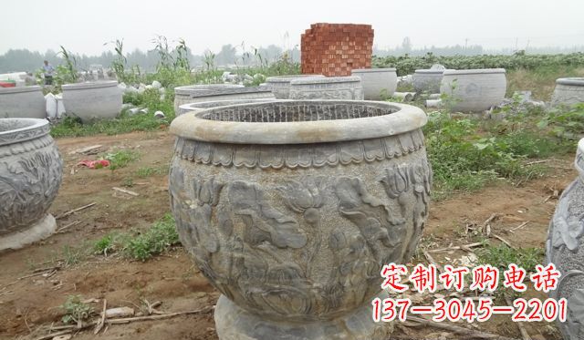 南阳荷花花盆公园景观石浮雕