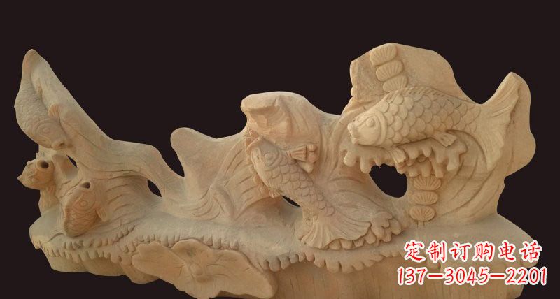 南阳荷花鲤鱼石雕,精美绝伦
