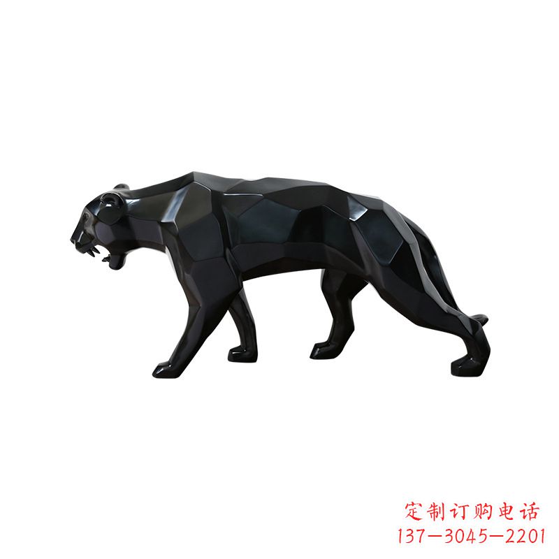 南阳黑色魅力,豹子玻璃钢雕塑