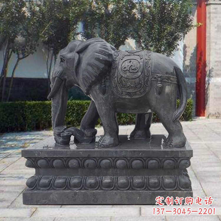 南阳黑色石雕大象