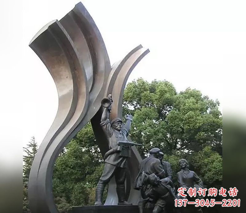 南阳红军英烈雕塑,永记中国英雄