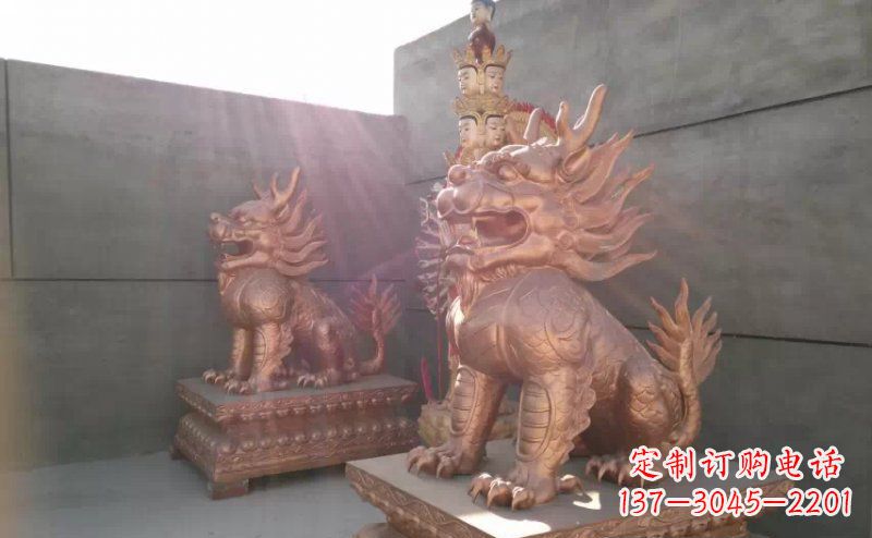 南阳红铜麒麟古代神兽铜雕