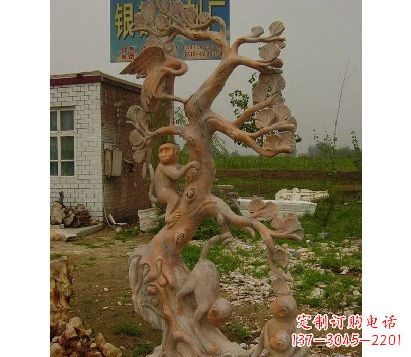 南阳优雅灵动的猴子石雕