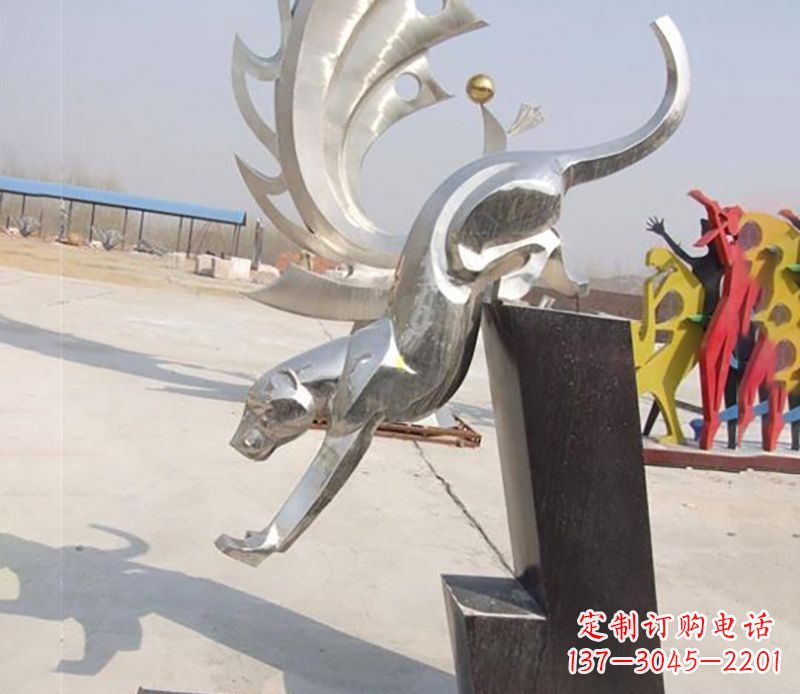 南阳经典大气的不锈钢豹子雕塑