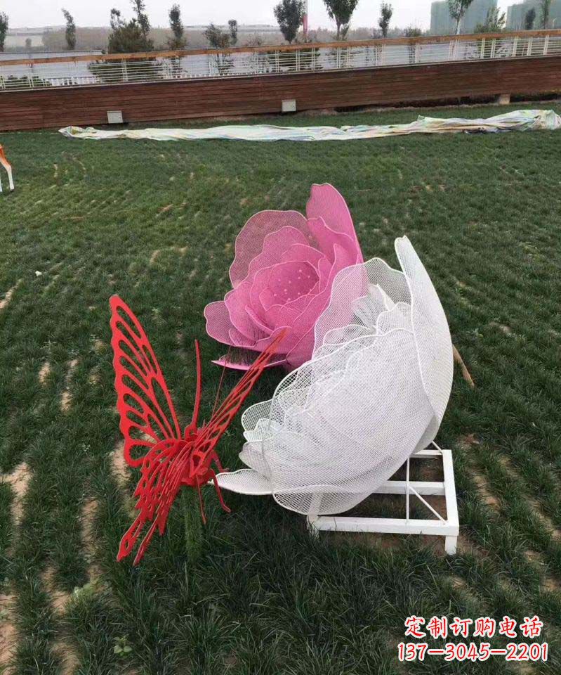 南阳户外不锈钢铁艺蝴蝶花朵雕塑