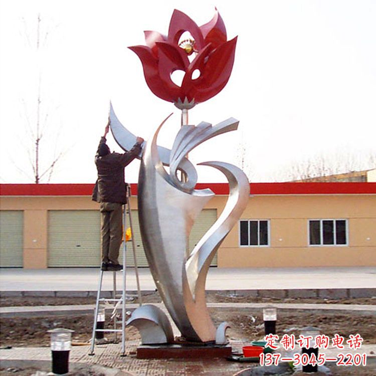 南阳高端定制玫瑰花不锈钢大型雕塑