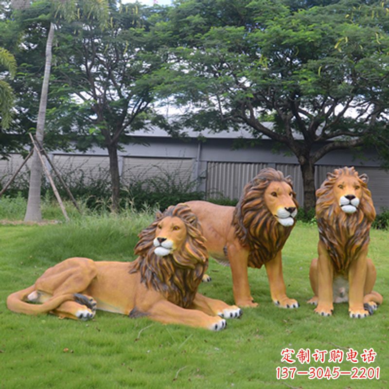 南阳把公园里的斗勇气释放出来--领雕金刚户外仿真狮子雕塑