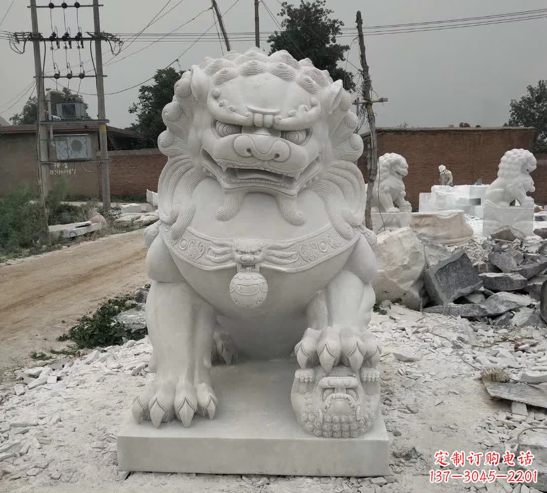 南阳非凡威猛!来自中领雕塑的狮子踩球石雕