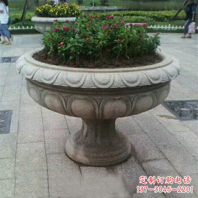 南阳中领雕塑:精美花岗岩公园石雕花盆